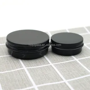 60ml Black Metal Tins Candle Tins Round Containers with Screw-On Lids for Party Favors Candle Making Spices Gifts 1 Oz