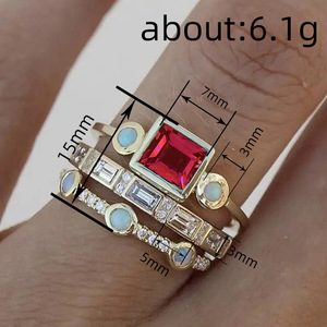 Anillo Geométrico H439 con Zafiro, Anillo de Compromiso con Piedra Cuadrada Engastada en Bisel, Gema Natural para Mujer - Product Image 4