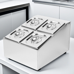 Contenedor buffet de acero inoxidable, calidad alimentaria, pulido espejo, 4 compartimentos para condimentos, uso en restaurantes, bandeja Gastronorm - Product Image 6