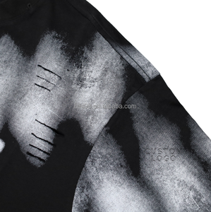Camiseta Oversize de Algodón de Manga Corta con Cuello Redondo, Estilo Urbano con Estampado de Letras y Dobladillo Deshilachado, Ropa Casual para Hombre - Product Image 5