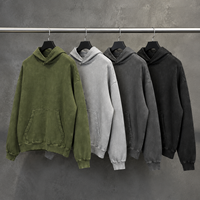Sweat à capuche vintage en tissu délavé pour homme, 430 GSM, effet vieilli, manches à bords bruts, style streetwear, vente en gros