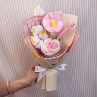 Bouquet tricoté et tissé à la main Tanabata, Calla, Lotus, Rose, Tournesol, en laine, Origine Chine, Cadeau portable, Transfrontalier