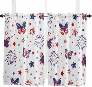 Cortinas Translúcidas de Poliéster con Diseño de Bandera de Estados Unidos y <span class=keywords><strong>Águila</strong></span> Calva para el Día de la Independencia, Aptas para Cocina, Baño, Cafetería y Ventanas, para Todas las Estaciones - Product Image 5