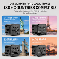 Adaptateur de voyage universel GaN 200W 3 ports Type-C 1 port USB-A Convertisseur de prise EU UK US AU pour 180 pays