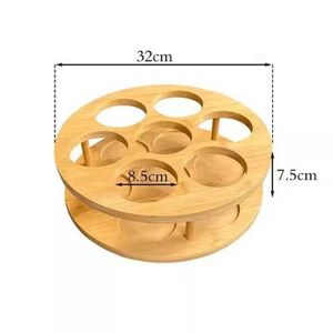 Wooden Rotating Storage Rack Double Layer Round 360 Degree Turntable For Kitchen <b>Spice</b> <b>Jars</b> Household Organization - Product Image 4