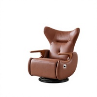 Fauteuil d'appoint pivotant moderne en similicuir écologique avec accoudoirs en bois massif pour salon