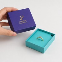 Boîte à bijoux personnalisée en papier avec couvercle et base, petite, recyclable, pour bagues et boucles d'oreilles, emballage prêt à l'emploi, vente chaude