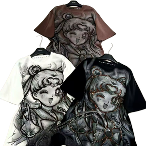 Camiseta de Mujer de Manga Regular con Cuello en V, Estilo Hip Hop, 100% Algodón, Suave, Transpirable, de Secado Rápido, Corte Regular para Uso Casual al Aire Libre en Verano - Product Image 1