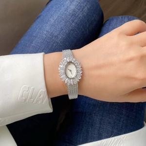 Đồng hồ nữ nhỏ bằng vàng thạch anh đính kim cương, dây đeo kiểu bông lúa, mặt số hoa hướng dương, thiết kế đa năng, sang trọng - Product Image 4