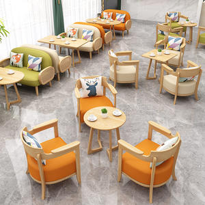 ชุดโต๊ะเก้าอี้เก้าอี้โต๊ะในร้านอาหารทำจากไม้เชิงพาณิชย์เฟอร์นิเจอร์โซฟาสำหรับรับประทานอาหารคาเฟ่ - Product Image 2