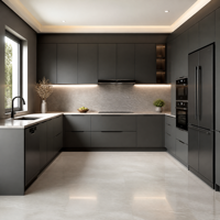 Meubles de cuisine sur mesure en bois massif laqué MDF, cuisine intégrée moderne de luxe pour villa, appartement, îlot de cuisine, usine