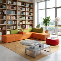 Ensemble de canapés modulaires encolureurs pour bibliothèque, avec coussins moelleux et bords arrondis sécurisés, pour maternelle, salle de jeux, salle d'attente, hall d'hôtel