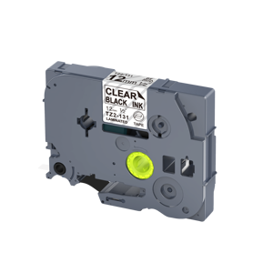 Nastro Adesivo Compatibile Puty 12mm per Etichette, Nero Trasparente TZE-131, Nastro Laminato Medico per Etichette e Codici a Barre per Stampanti - Product Image 1