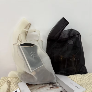 กระเป๋าออร์แกนซ่าปักโลโก้ตามสั่ง สำหรับใส่เครื่องประดับ เครื่องสำอาง และของขวัญ  กระเป๋าโท้ทออร์แกนซ่าเนื้อบาง - Product Image 5