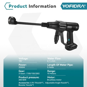 <span class=keywords><strong>Pistolet</strong></span> de lavage haute pression sans fil Yofidra 200 bars, 6 en 1, pour voiture, jardin, nettoyage, compatible <span class=keywords><strong>avec</strong></span> batterie Makita 18V - Product Image 6