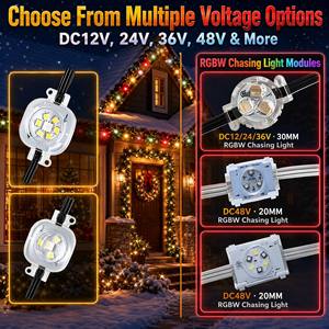 Éclairage de Noël permanent sur rail pour extérieur de maison, 48V, étanche IP68, 6 LED, source lumineuse ponctuelle, 200ft, 400ft, 500ft - Product Image 3