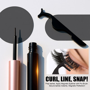 Bestseller : 5 paires de <span class=keywords><strong>faux</strong></span> <span class=keywords><strong>cils</strong></span> magnétiques en fibre de polyester, style naturel, avec 2 stylos eye-liner magnétiques - Product Image 1