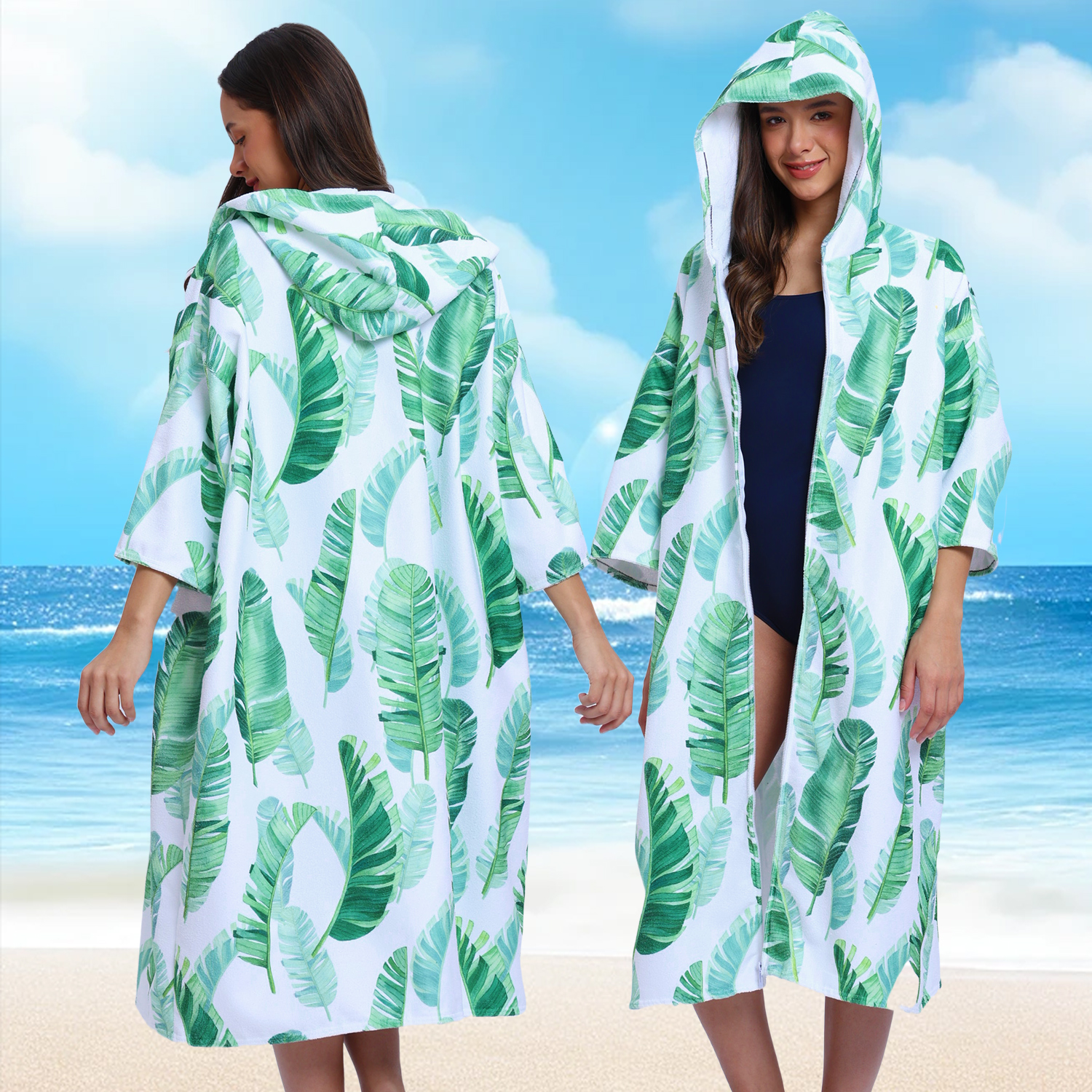 Motif feuille de bananier vert