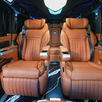 Kit intérieur en cuir caramel et alliage d'aluminium pour Dingkong Vito W447 5 places, avec plafond étoilé et sièges de capitaine pour van de direction |   Personnalisation OEM