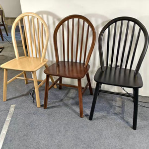 Chaises de salle à manger modernes de luxe en bois massif avec dossier incurvé pour hôtel et usage domestique - Product Image 2