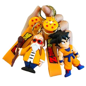 Kawaii kartun 3d Pvc Anime Dragon Ball gantungan kunci mobil imut gantungan kunci tas cincin liontin boneka Goku gantungan kunci grosir