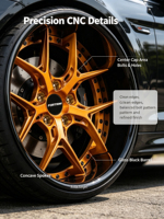 Jantes forgées FORTRIM Deep Dish Polish Chrome Gold 2 pièces 5X112 5x114.3 15-24 pouces en alliage d'aluminium forgé pour BMW Porsche