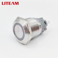 19mm Haute Qualité 12V Étanche IP65 Bouton Poussoir Momentané en Acier Inoxydable Led Illuminé RGB Métal Bouton Poussoir
