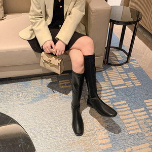 Cialisa all'ingrosso bianco donna Stretch in pelle alto stivale lungo <span class=keywords><strong>stivali</strong></span> <span class=keywords><strong>alti</strong></span> al ginocchio neri scarpe invernali piatte <span class=keywords><strong>stivali</strong></span> per le donne - Product Image 5