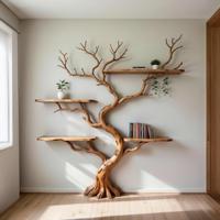 Étagère à livres en bois massif - Bibliothèque au design moderne en forme de branche, rangement créatif pour le salon et la décoration de bureau