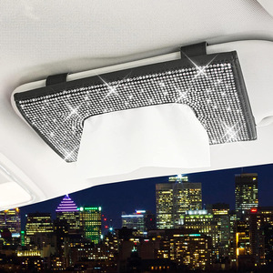 Car Tissue Box Sun Visor Rhinestone Studded Leather Hanging 23x13cm For Car <b>Interior</b> <b>Accessories</b> - Product Image 5