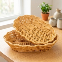 Ensemble de 2 paniers de rangement ovales en rotin tressé à la main, plateau alimentaire en forme de fleur, panier tissé sur mesure