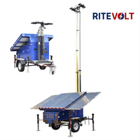 Tour d'éclairage solaire pliable pour véhicule avec mât télescopique et lumières LED haute puissance pour l'utilisation dans les jardins et sur les routes dans les zones isolées