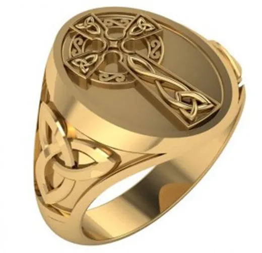 Penjualan Terbaik cincin Signet berlapis emas pria dengan Logo khusus