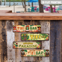 Letrero Metálico de Tiki Bar, Bienvenido al Paraíso, Decoración Rústica de Pared para Patio Trasero, Bar Tiki, Piscina, Regalo