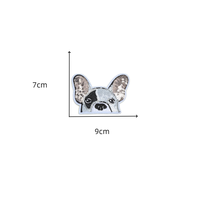Patchs thermocollants en sequins motif Bouledogue Français mignon pour la décoration de chapeaux en tissu toile