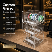 Présentoir Pablo Velo pour Sachets de Snus – Support en Acrylique Transparent pour Snus – Présentoir pour Boîtes de Snus White Label Suédois avec Poussoir