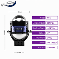 Projecteur de phare LED carré de 3 pouces, 6000K, 12V, faisceau haut/bas, double faisceau direct, super lumineux, haute luminosité, ajustement universel