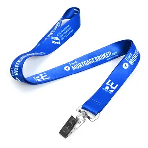 20MM Wholesale Polyester Custom Lanyard For Id Badge Holder Neck Lace Custom Logo Lanyard With Metal Clip