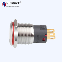 Interrupteur à bouton-poussoir industriel momentané sans LED de 16 mm, étanche IP65