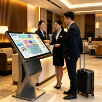 Terminal de consulta autoservicio tipo K, kiosco táctil infrarrojo de 55 pulgadas con Android, WIFI, LAN, accesorios completos y CMS de por vida.