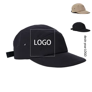 Free Shipping Plain Blank Nude Camp Hat Lightweight Camper nylon 5 panel cap With Snap closure Five panel flexible curve Hat