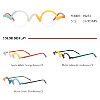 Lunettes Borregls en Acétate Mat Demi-Monture Femme Petites Lunettes Rondes Vintage Semi-Cerclées Optiques Homme 19281