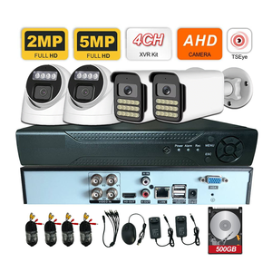 Kit XVR AHD de 4 Canales, Sistema de Cámara CCTV Full HD de 2MP y 5MP con Disco Duro de 500GB, Visión Nocturna, Cámara de Vigilancia Analógica Tipo Domo y Bullet - Product Image 1