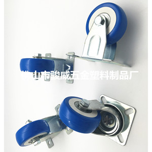 Blue 2 Inch <b>Swivel</b> Caster With Dual Bearings For Furniture Plate Mount - Product Image 5