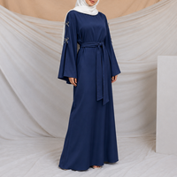 Robe Abaya Sharut Dubai, vêtements islamiques, robe élégante et modeste pour femmes musulmanes, robe longue à manches cloche, strass papillon, satin