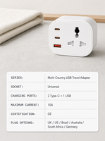 Prise de courant industrielle universelle multi-pays avec chargement rapide USB (1 port USB-A, 2 ports USB-C) pour marchés britannique et américain - Vente en gros usine