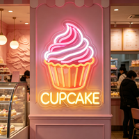 Lampe néon LED en acrylique pour cupcakes - Décoration murale personnalisable pour entreprises et magasins avec éclairage publicitaire