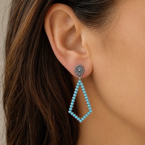 Orecchini geometrici bohémien con abbinamento di colori, accessori moda retrò esagerati da donna - Product Image 2