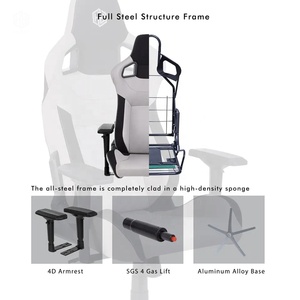 Family Brand – chaise de jeu T3 RUSH, Durable, gris clair, tissu doux, chaise de bureau de jeu extérieur avec dossier de siège plat - Product Image 3
