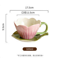 Expédition rapide, tasses à café en céramique, design en forme de fleurs, tasses en céramique peintes à la main, tasses à eau mignonnes